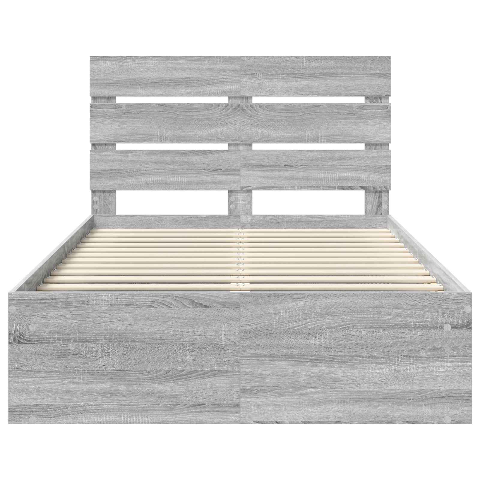Cadre de lit en pin massif gris pour la chambre, 120 × 190 cm - 7