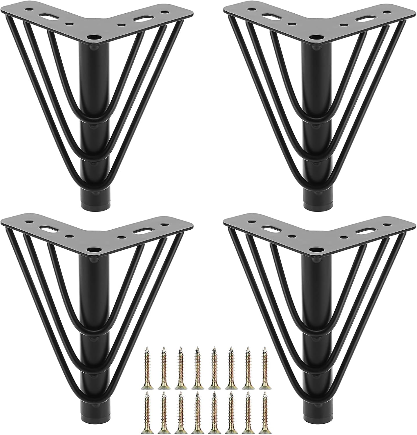 Zestaw 4 metalowych nóg meblowych o średnicy 15 cm, trójkątne nogi górne, wytrzymałe wymienne nogi meblowe, podpora do sofy,