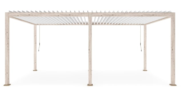 Gazebo pergola OCEAN 3.6x6 rustic-bianco bioclimatica con struttura in alluminio, tetto lamellare orientabile, da giardino e veranda