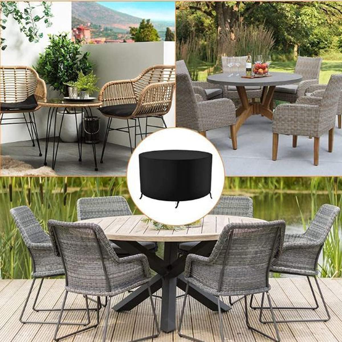 Housse de protection d'extérieur,Housse de Protection pour Meubles de Jardin Ronde,128X71CM - 4