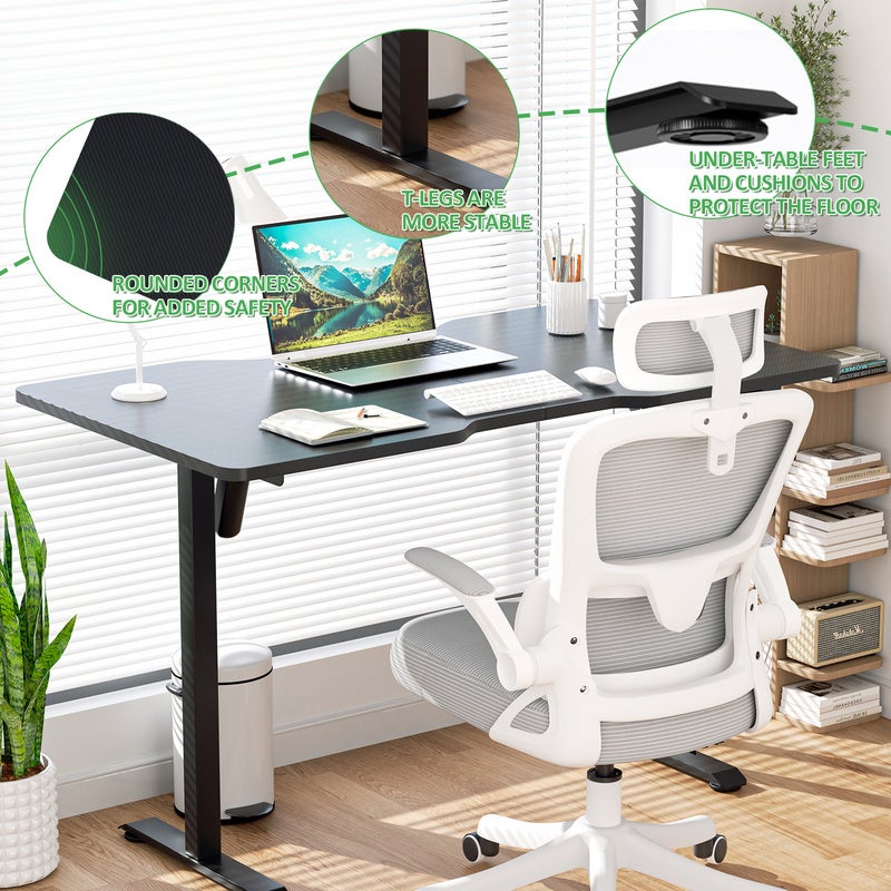 Scrivania regolabile in altezza con piano 140x60cm Scrivania elettrica in piedi 4 funzioni di memoria dell'altezza Nero - 5