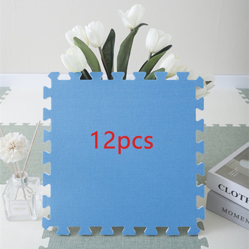 Tapetes de rompecabezas cuadrados entrelazados de 12 piezas, tapetes de lino para entrenamiento, antideslizantes, lavables, 30 * 30 cm, azul oscuro