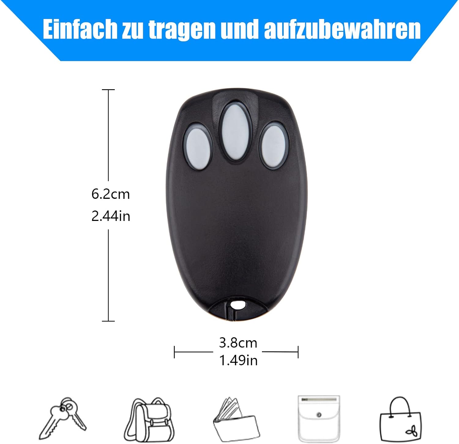 Controle remoto de 433 MHz para porta de garagem compatível com Chamberlain, LiftMaster, Motorlift, Merlin+ – Transmissor de substituição - 3