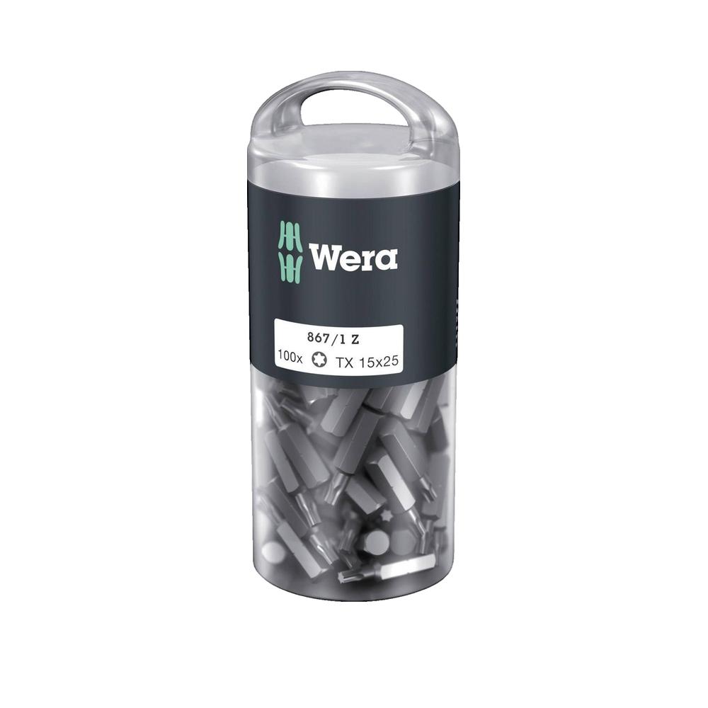 Końcówki wkrętakowe Wera Torx T15 x 25 mm stal wysoka jakość zestaw 100