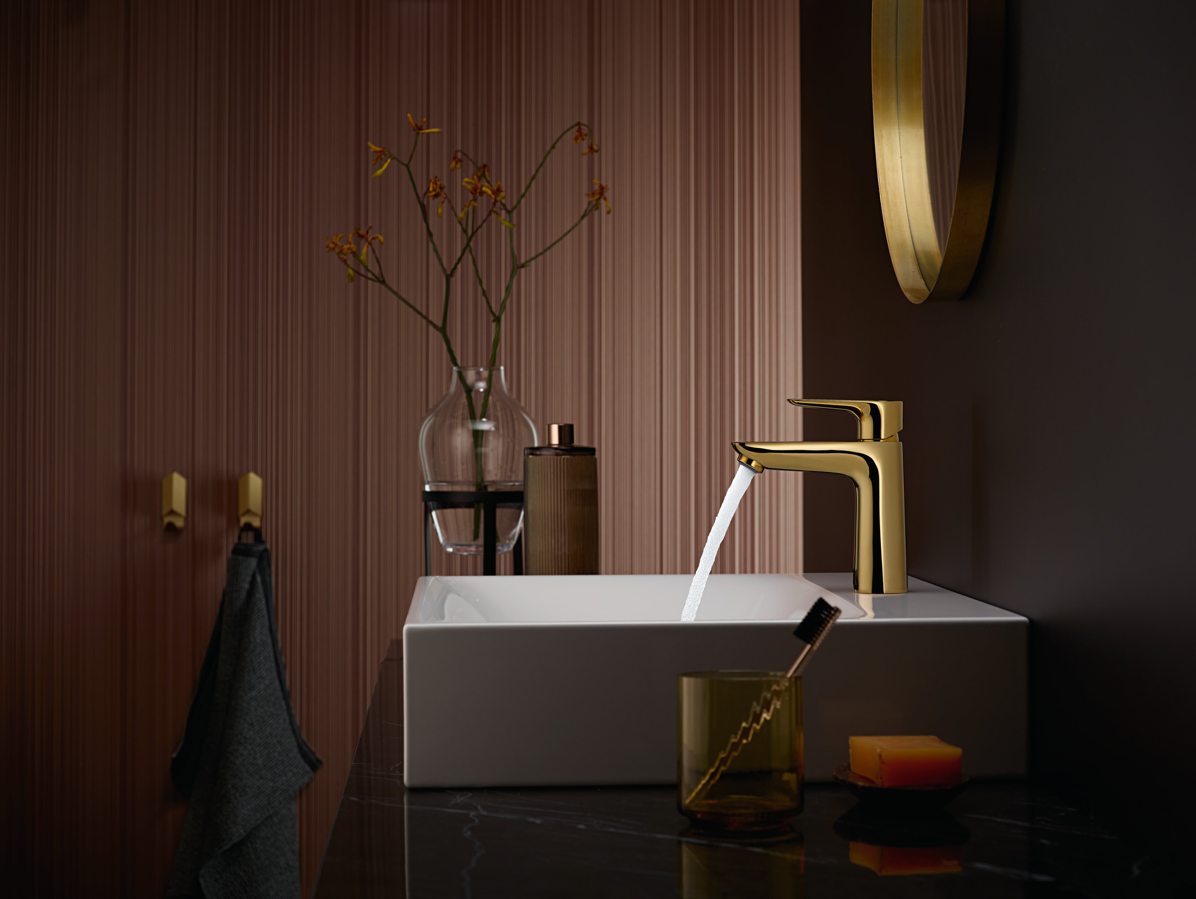 hansgrohe Talis E misturadora monocomando de lavatório 110, desperdício de água, projeção de 112 mm, 71710990, Cor: Polished Gold Optic - 8