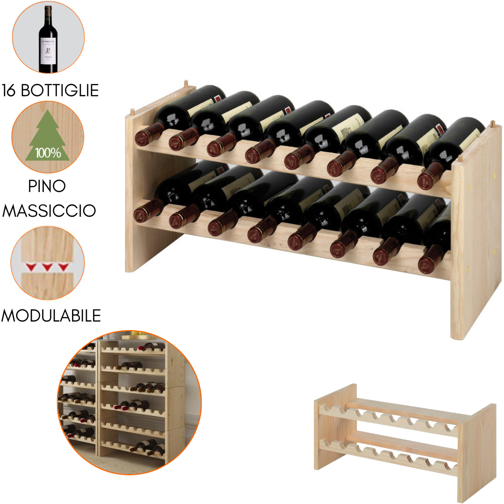 Lenar Serie RW Portabottiglie in Legno per Bottiglie, Loft 81, 118 x