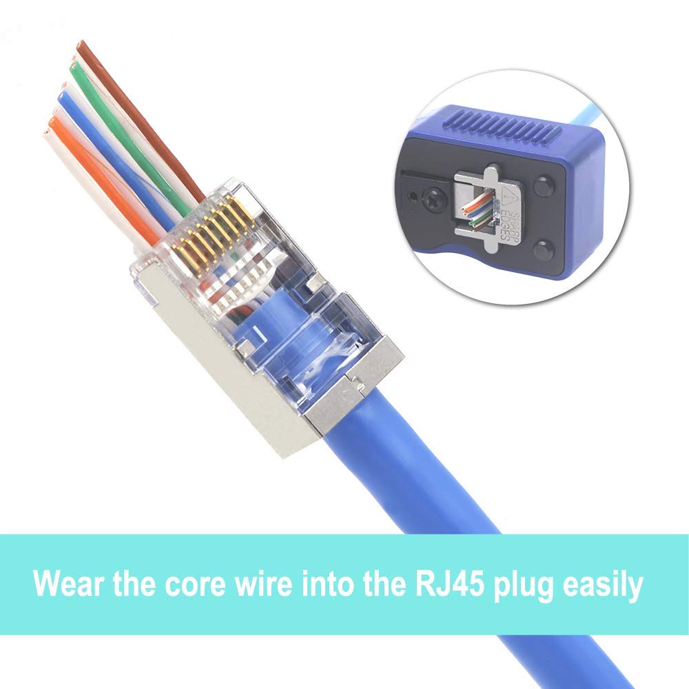 Lot de 25 Connecteur RJ45 CAT6 Embout de Connecteur Blindé Nickelé RJ45 8P8C Via Une Prise Modulaire Ethernet Imprimante - 4