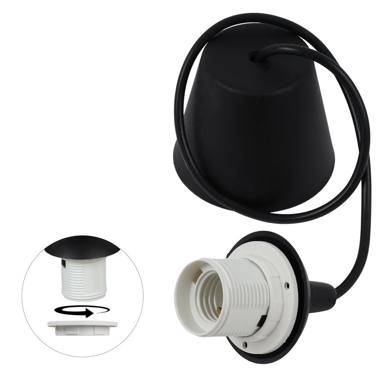 Zawiesie do lampy wiszącej stożek 75cm oprawka grzybek E27 czarna/biała