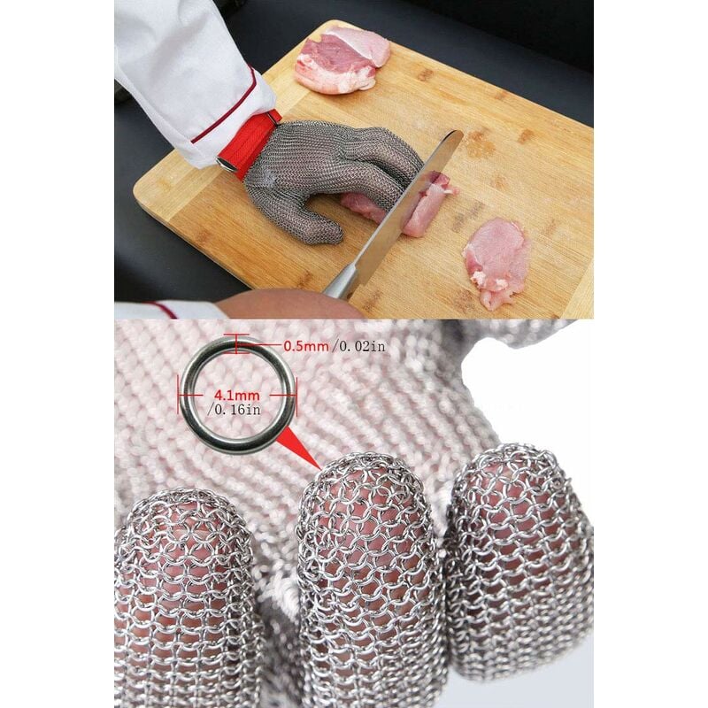 Gants de jardinage de sécurité résistants aux coupures (S 1 pièce) gants en maille d'acier inoxydable pour les travaux de coupe de jardinage - 4