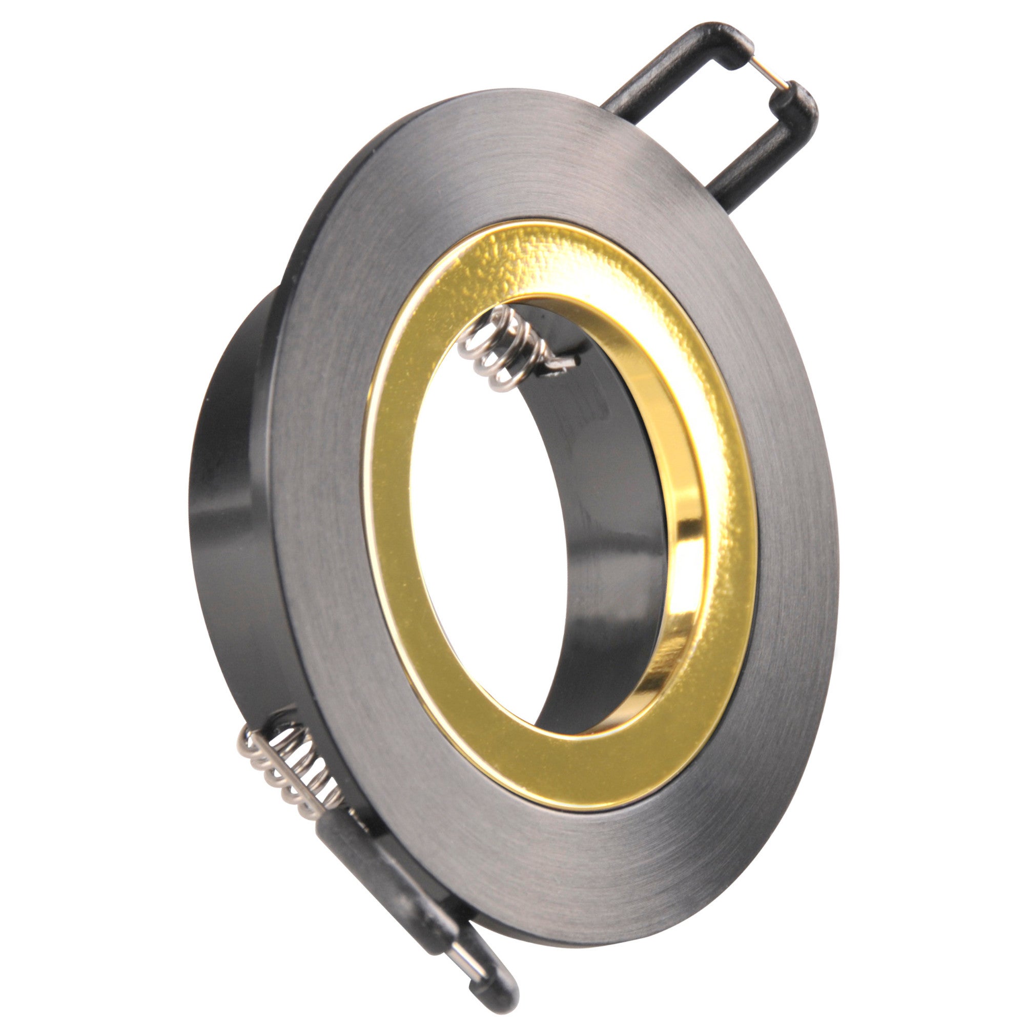 Oprawa sufitowa wpuszczana podtynkowa Febe czarna satyna i złoto 1xGU10x8W okrągła IP20 wym: 2,5 x 8 x 8 cm aluminium Polux