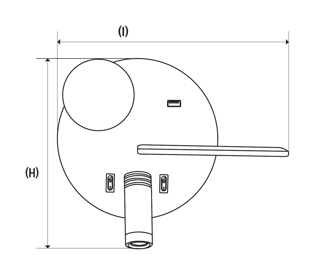 APPLIQUE LISSEUSE DROITE 5W/2700K/350lm/USB2,4A/Anthracite+ 3W/21 - 5
