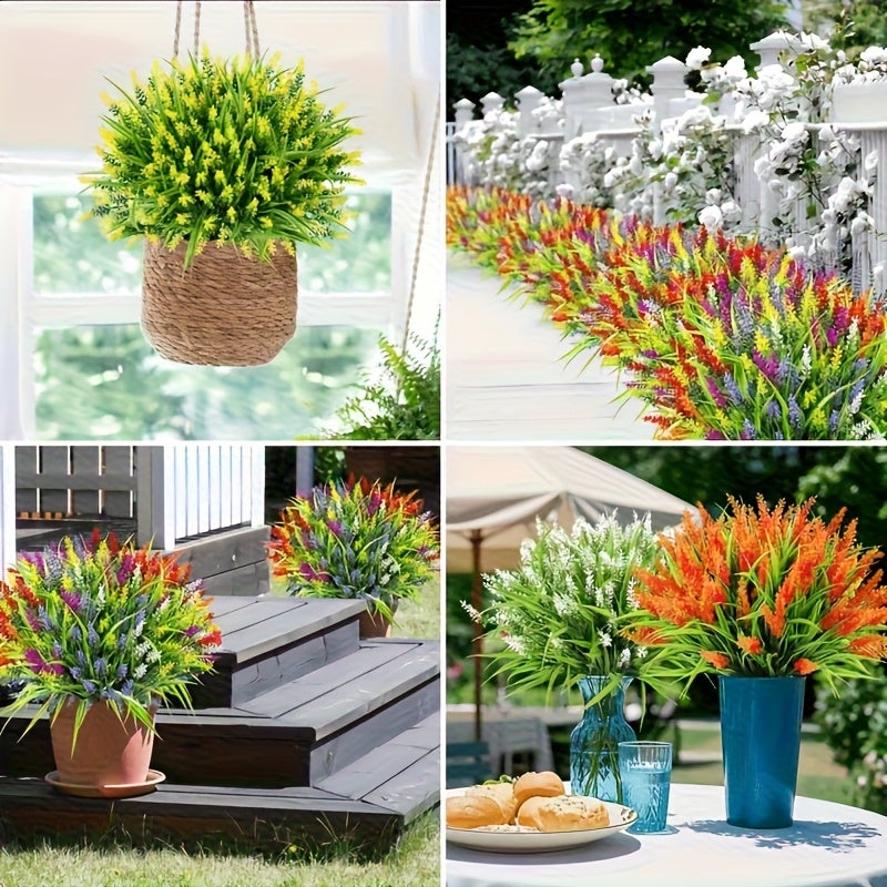 OBOSOE 6 décorations artificielles de lavande, bouquet de lavande artificielle, verdure décorative pour jardin, rouge - 5
