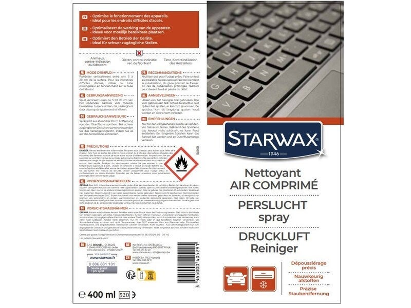 Nettoyant air comprimé STARWAX aérosol 400ml - 2