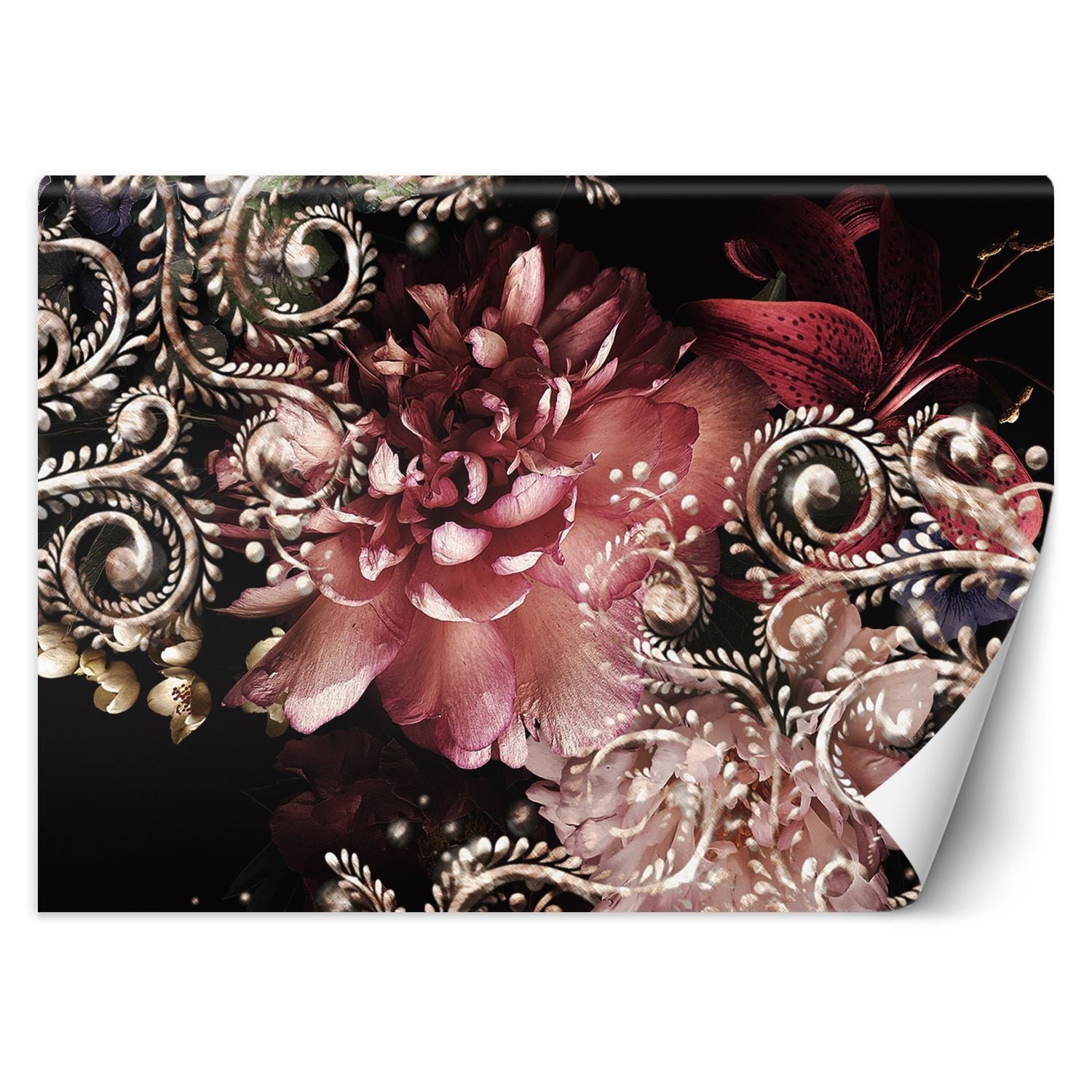 Fototapeta, Piwonia i kwiat lilii glamour 3D 150x105