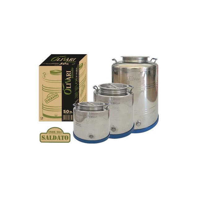 Contenitore fusto bidone in acciaio inox 15 litri per olio Olivari Blindo