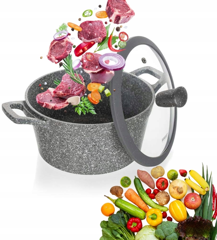 GARNEK GRANITE marmurkowy 20 cm 2,5L do Gotowania BANQUET na prezent ��więta