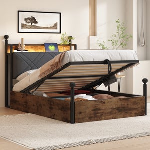 Rantry Telaio del letto con rete a doghe, telaio in legno, senza testiera, letto singolo, struttura per letto singolo, tortora 90 x 190 cm, tessuto per camera da letto, camera degli ospiti