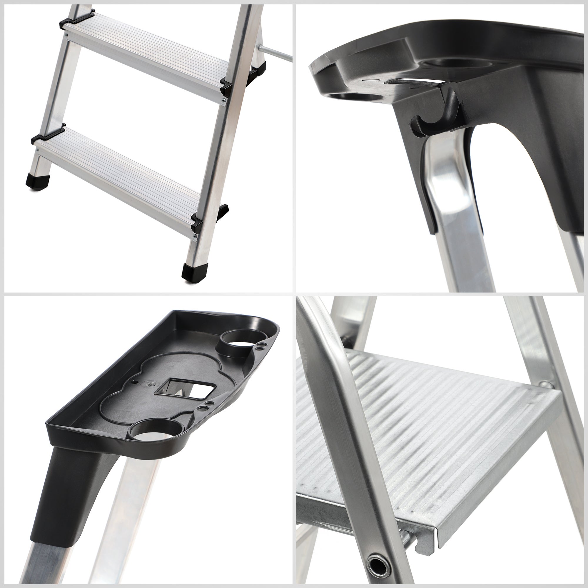 Escabeau Domestique 150kg KADAX Échelle Aluminium 6 Marches - Main Courante - 150kg Capacity Escabeau Pliable 6 Marches