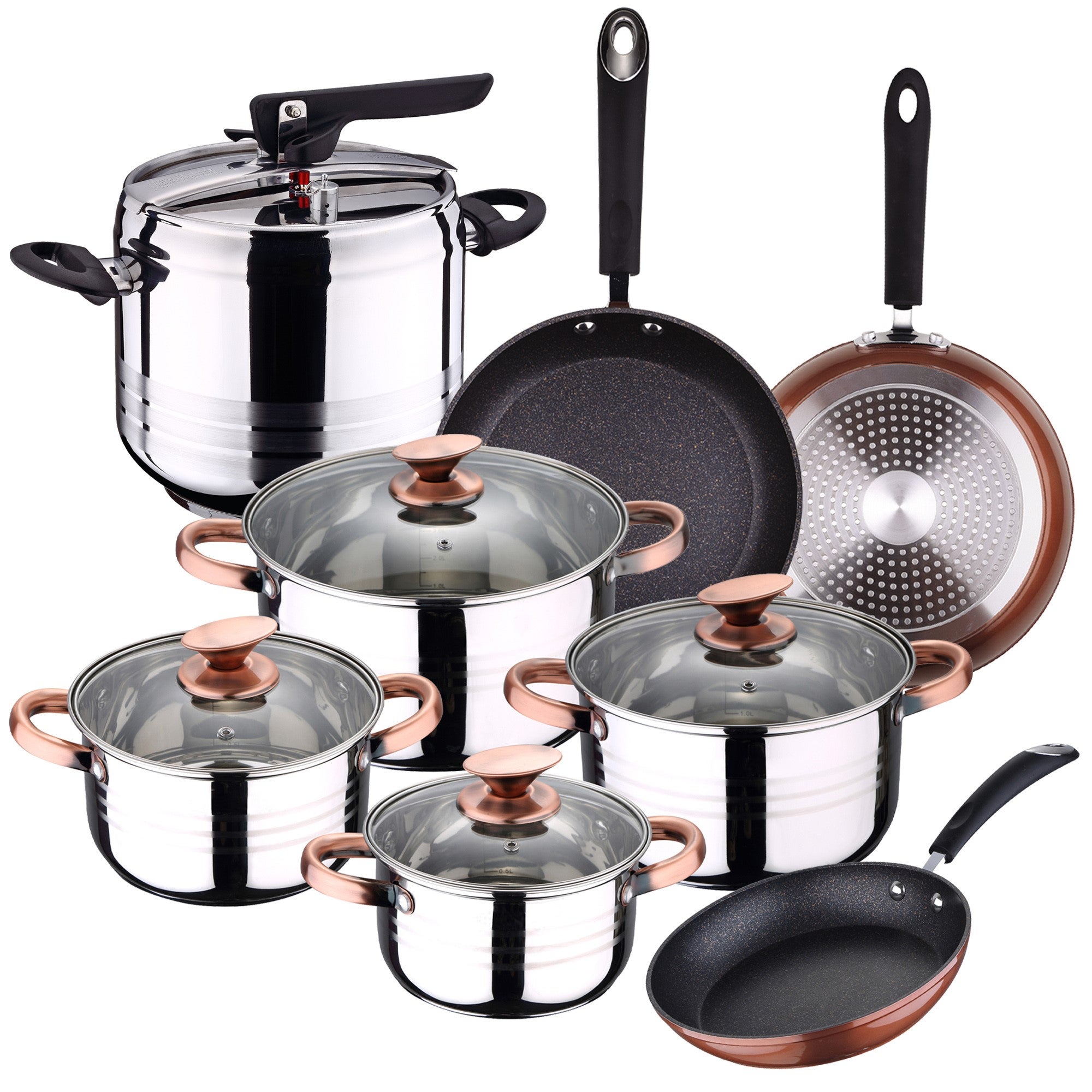 San Ignacio Zahara Set Pentole 3 Pezzi (18/22/26cm) + 3 Utensili Da Cucina