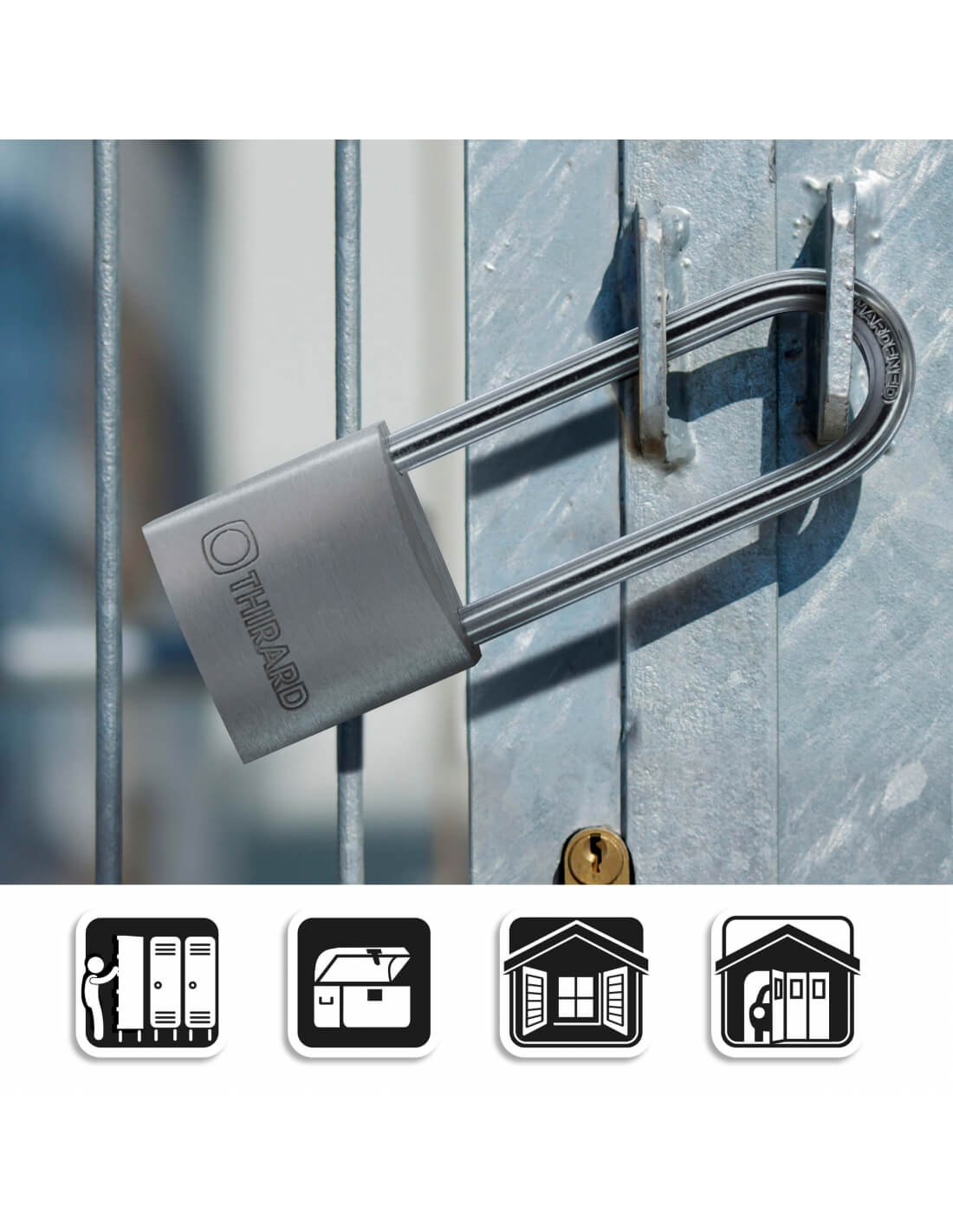 THIRARD - Cadenas à clé Type 1, laiton, extérieur, anse 1/2 inox, 35mm, 2 clés - THIRARD - 4