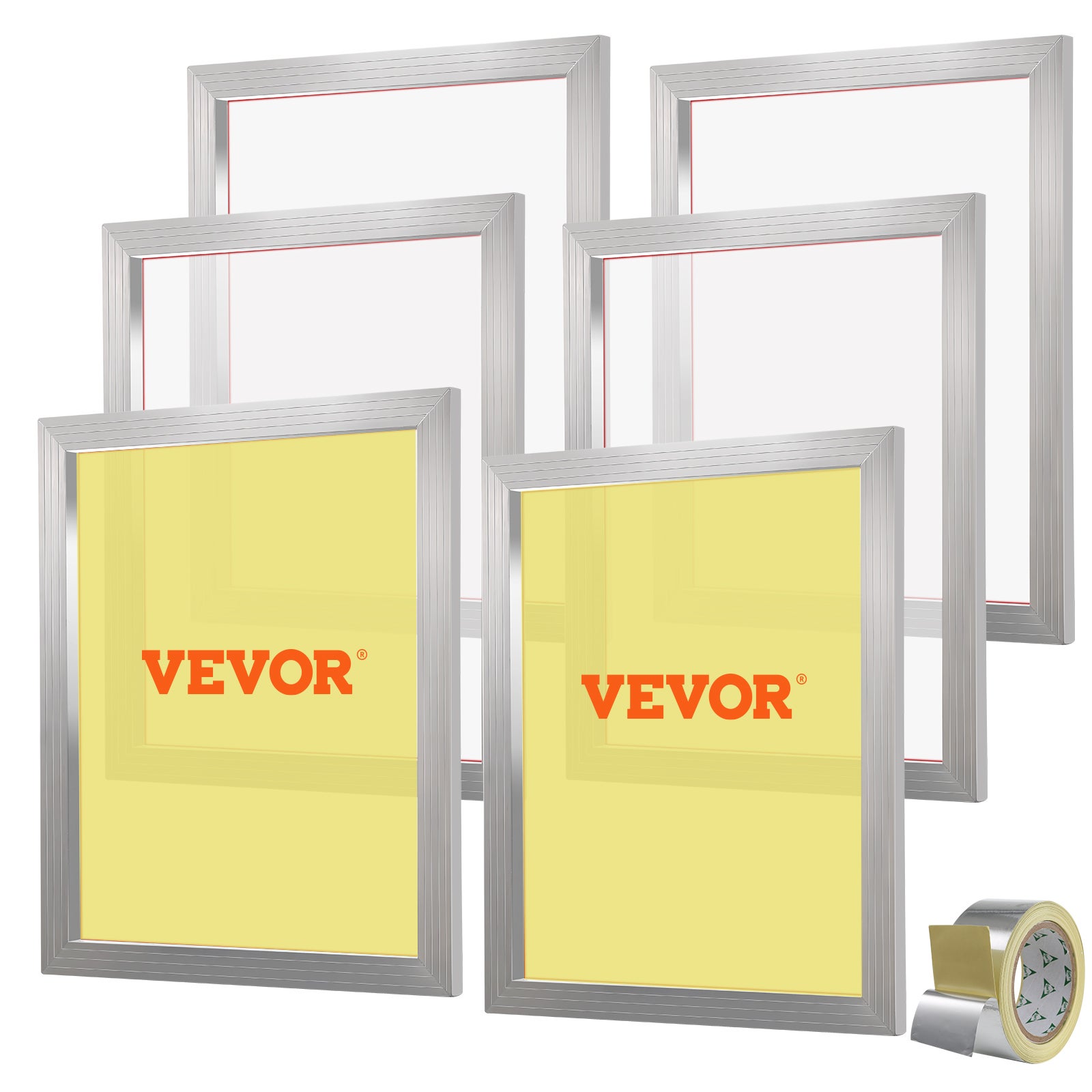 Set 6 rame de serigrafie Kit VEVOR de serigrafie Ramă de aluminiu 50,8 x 61 cm cu 160 ochiuri de plasă Poliester Reutilizabil Curățare ușoară 6buc