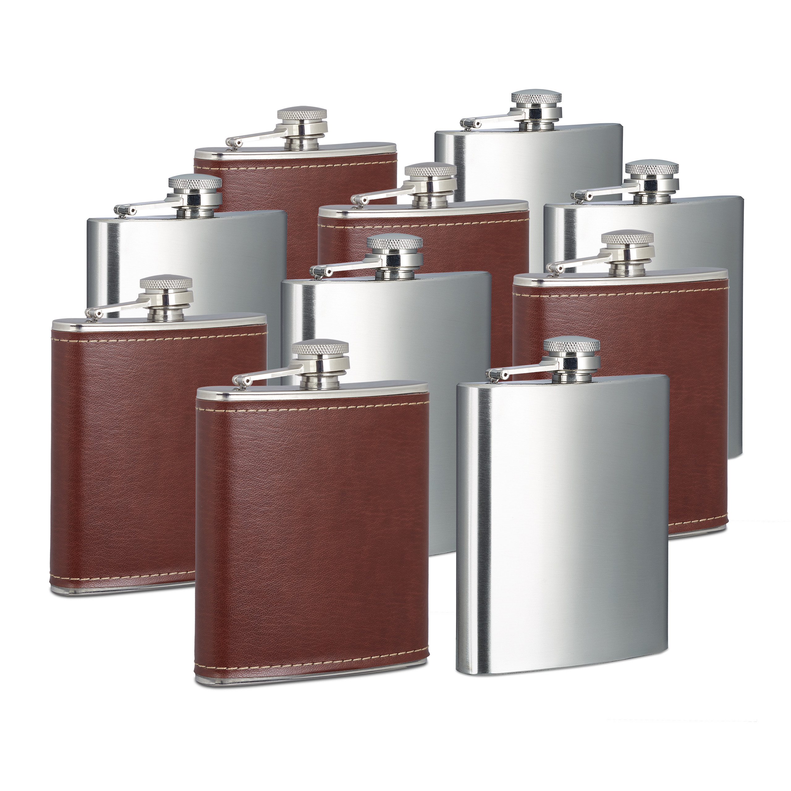 2 Fiaschette Acciaio Inox 200ml - Per Liquori, Con Imbuto (Argento)