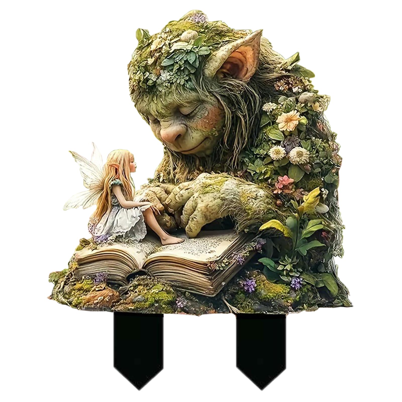 Kolumna Dekoracyjna w Kształcie Książki z Bajkami, Rzeźby Ogrodowe Akrylowe, Rysunek Animowany Elfy na Dziedziniec Taras Balkon