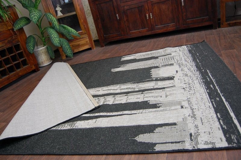 TAPPETO DI SPAGO SIZAL FLOORLUX 20240 nero / argento 200x290 cm - 2