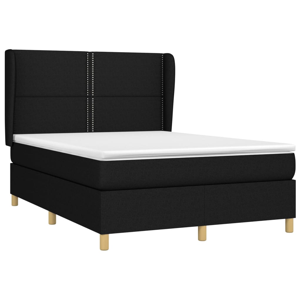Maison Exclusive - Sommier à lattes de lit avec matelas Noir 140x200 cm Tissu - 3