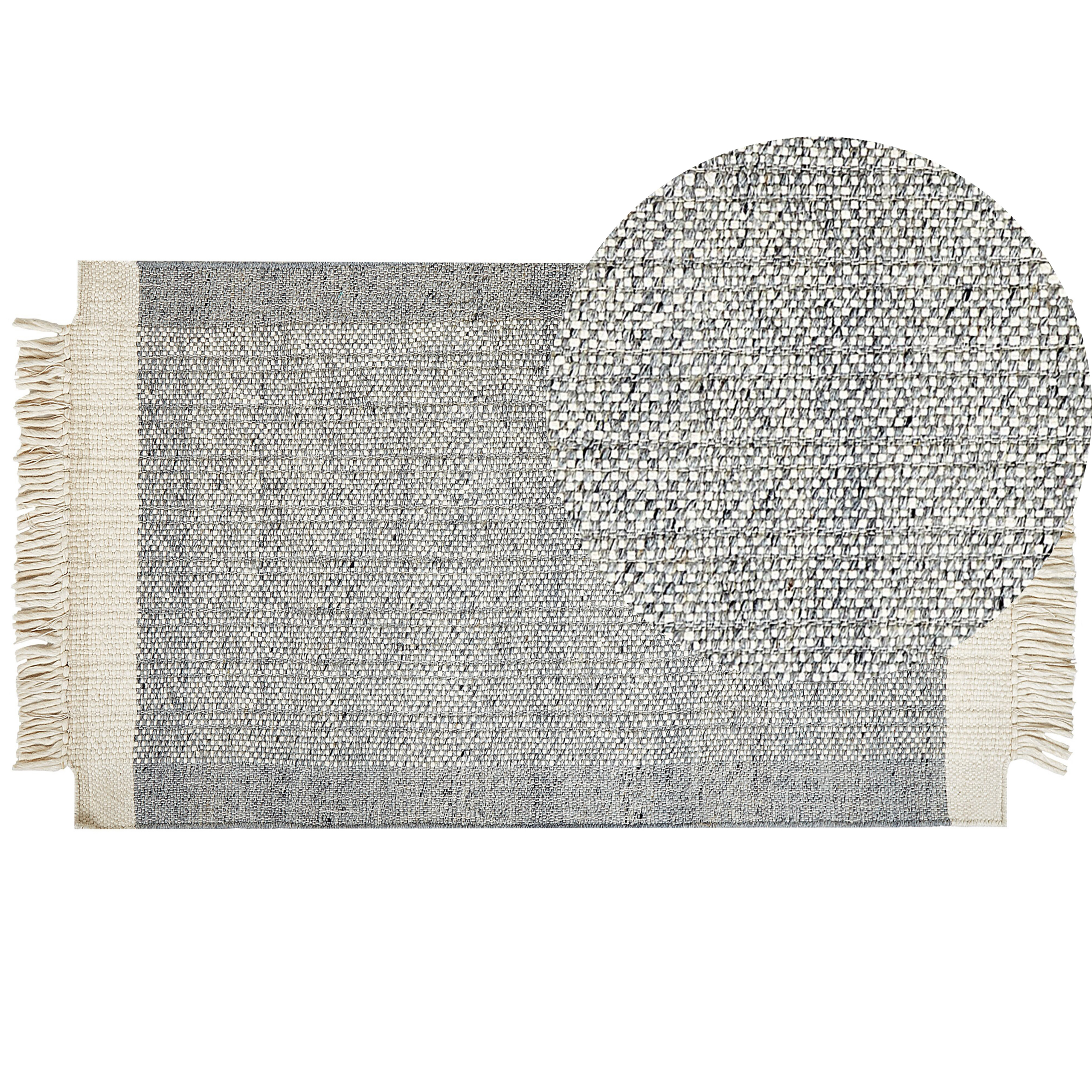 Beliani alfombra de lana gris/blanco crema 80 x 150 cm tatlisu
