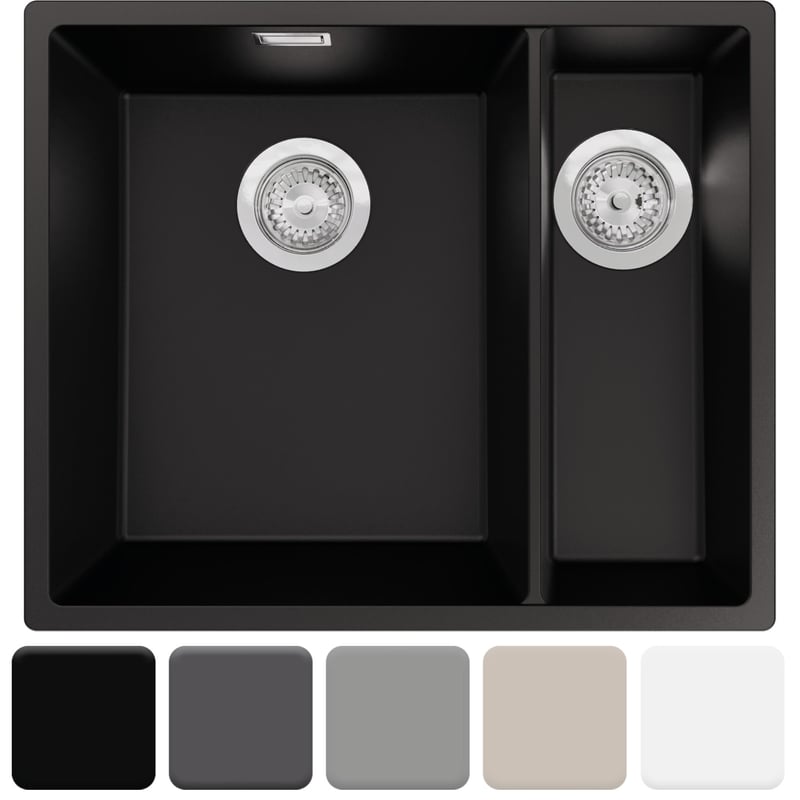 Zlewozmywak 56x47cm, do szafki od 60cm + Syfon - Agate Czarny STONESTYLE