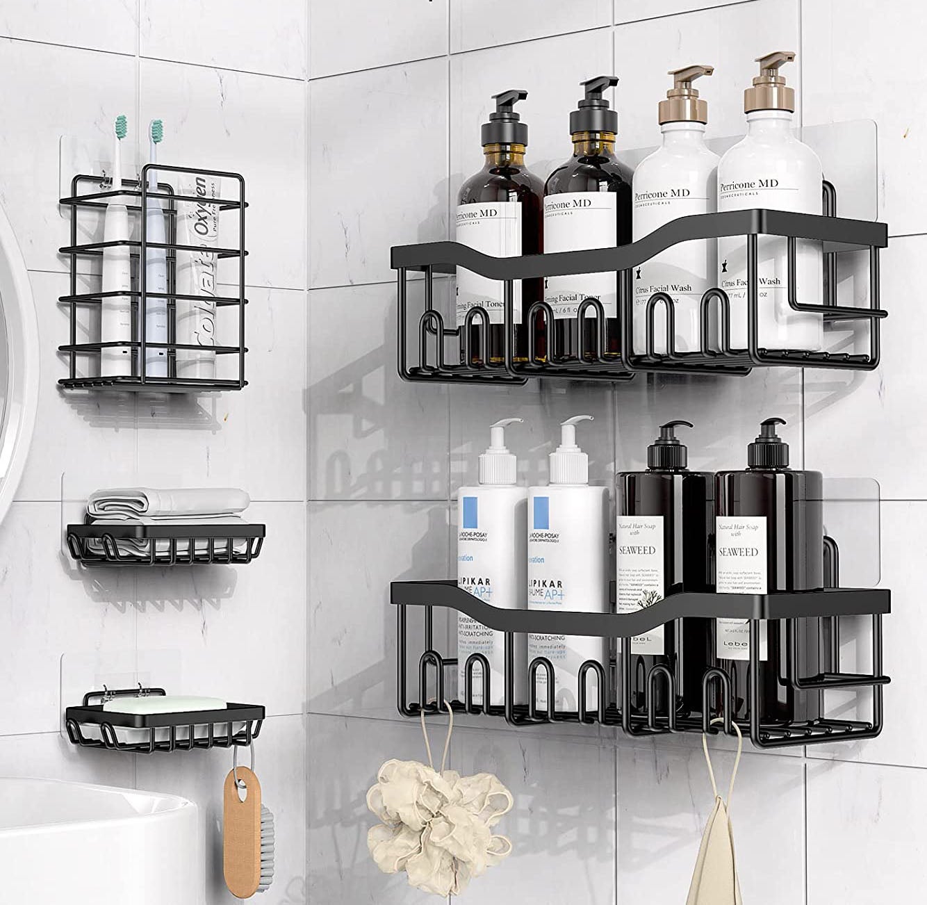 Scaffale Doccia Sospeso In Acciaio Inox 304 – 28 Cm, Antiruggine, Con Cestello E Ventose Di Rinforzo, Per Bagno E Camper