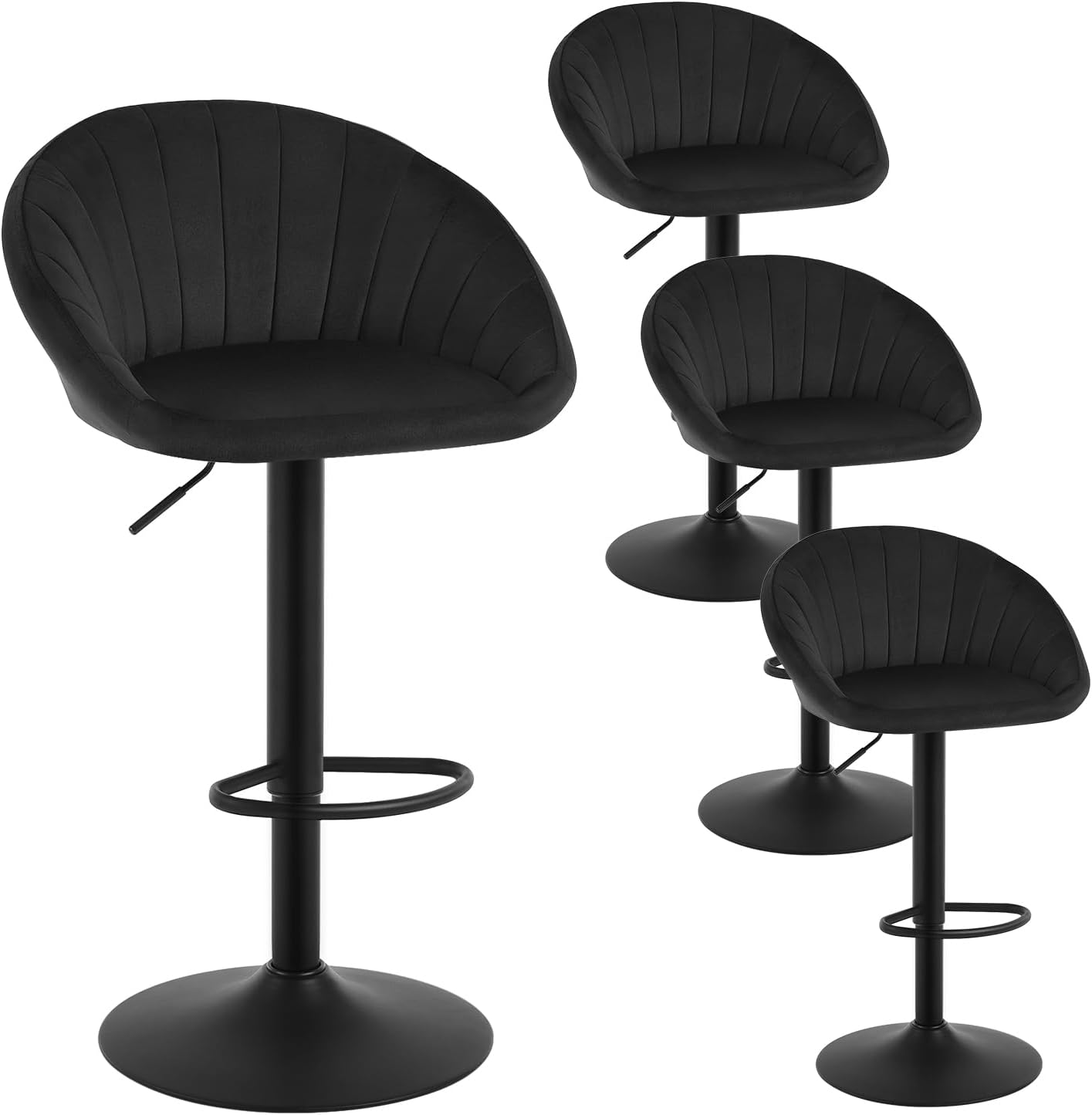 Tabouret de bar - Velours & Métal - Gris foncé - Weston
