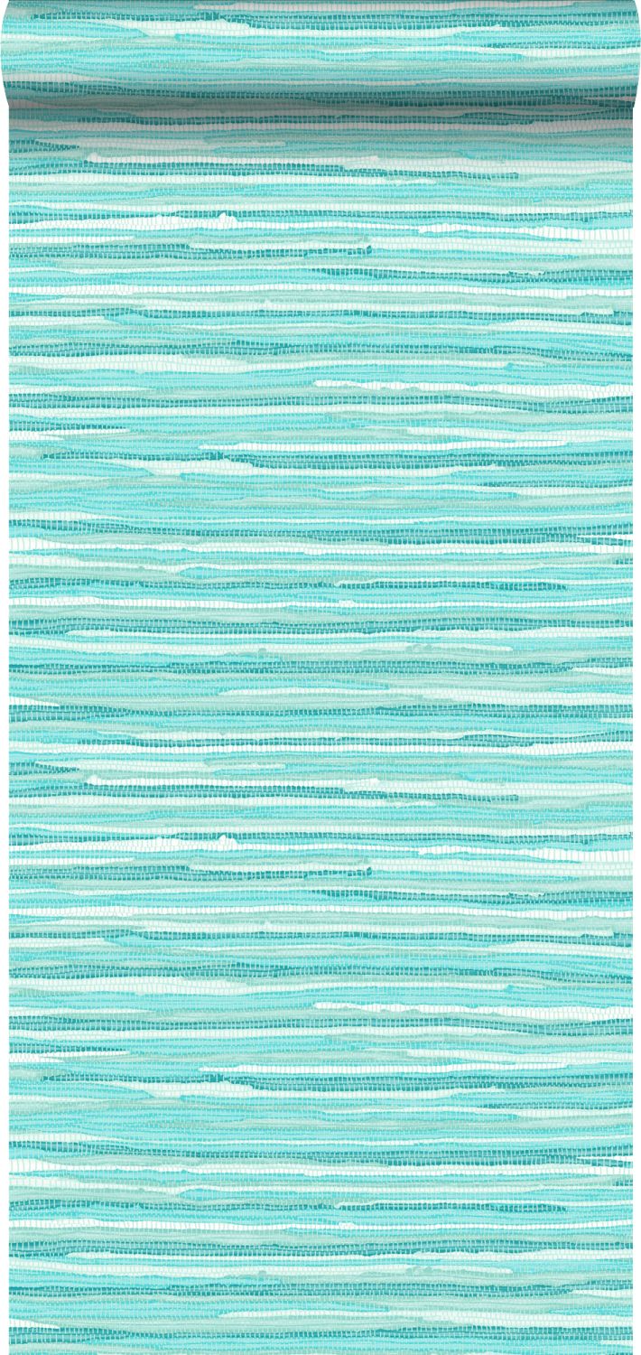 Tapeta tkany motyw turkusowym - 53 cm x 10.05 m - ESTAHOME