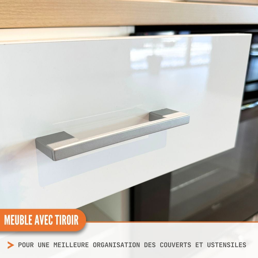Cuisineandcie - Meuble bas de cuisine Eco Blanc Brillant 1 porte 1 tiroir L 40 cm - 5