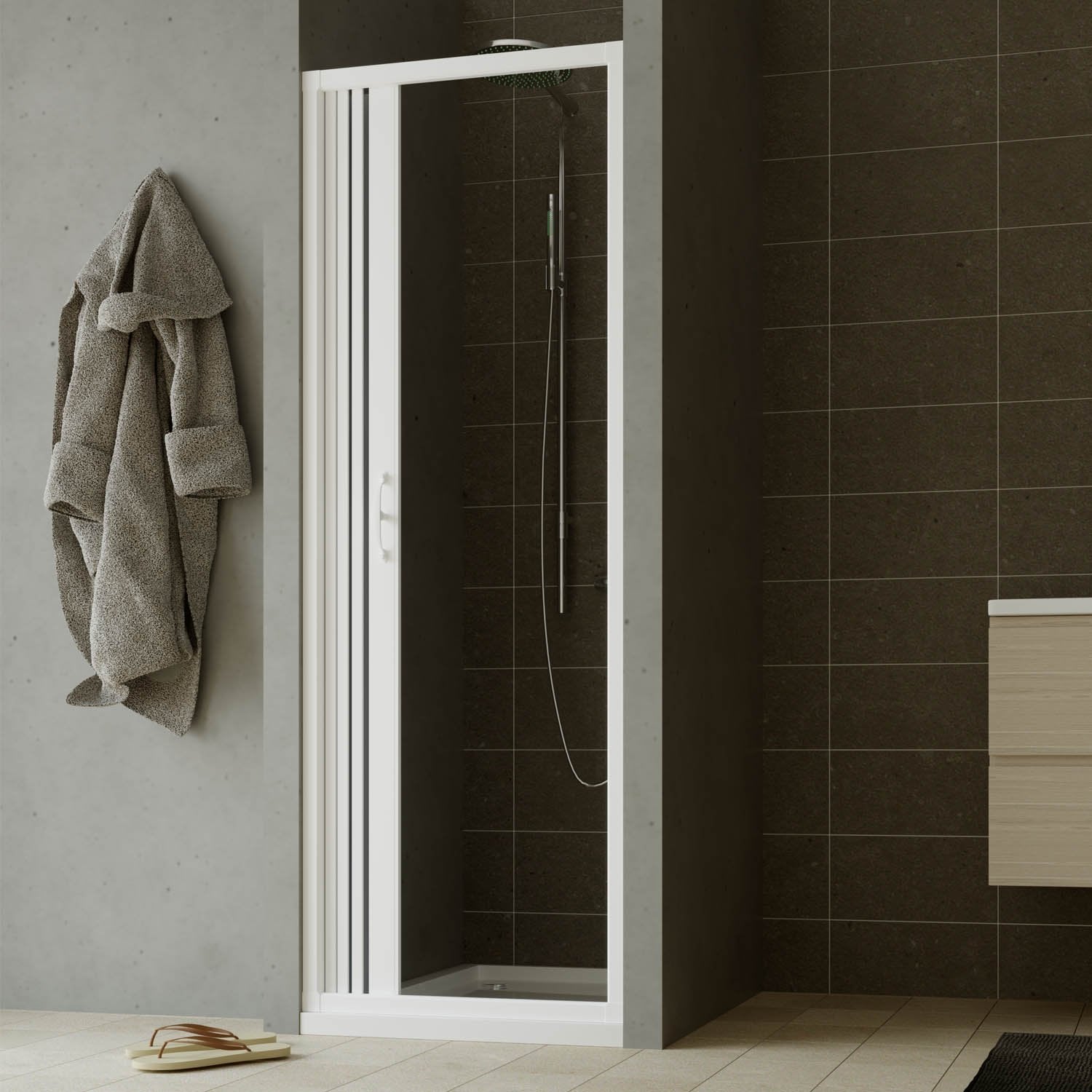 Puerta de ducha plegable 80 CM de PVC mod. Giglio con apertura Lateral - 2