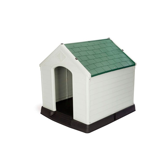 Casota de resina para cão médio 87x78x81 cm Zeus bege/verde