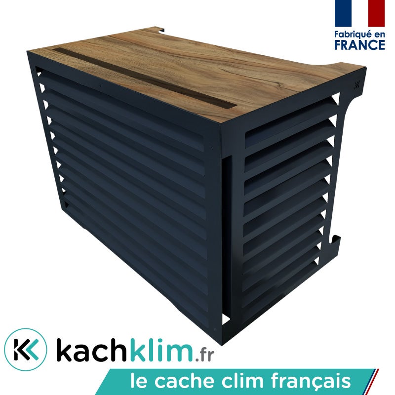 Cache clim GALAXY - L95 x H83 x P53cm (Taille L) - Gris Anthracite RAL 7016 + Dessus Effet Bois Chêne- KACH KLIM