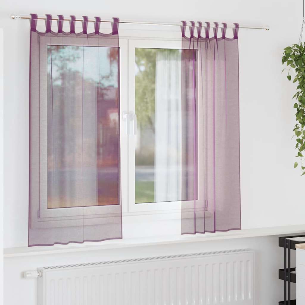 Zasłony woalowe z pętelkami 2 szt. Fioletowe 140x140 cm vidaXL