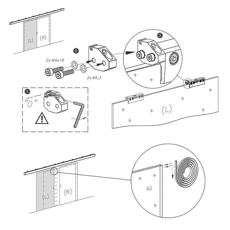 Kit de synchronisation pour 2 portes en verre pour SLID'UP 190 - 5