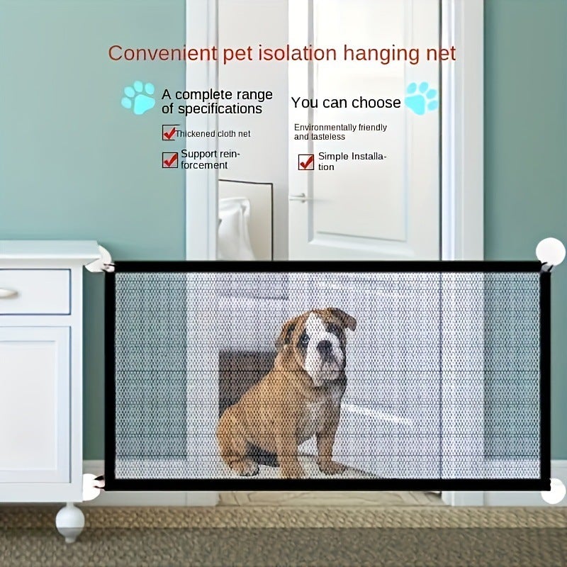 Barrière de sécurité pour chien, barrière de sécurité Portable et extensible pour animaux de compagnie, barrière pliable en maille (110x72cm) - 6