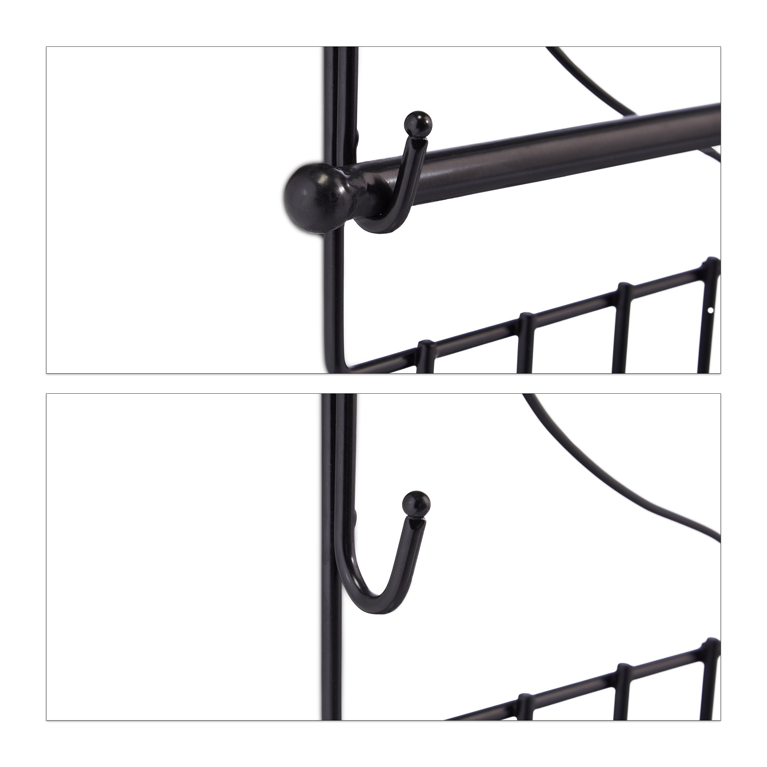 Porte-bijoux mural, pour colliers, boucles d’oreilles & bracelets, présentoir, 30 x 36,5 x 3,5 cm, noir, Relaxdays - 6