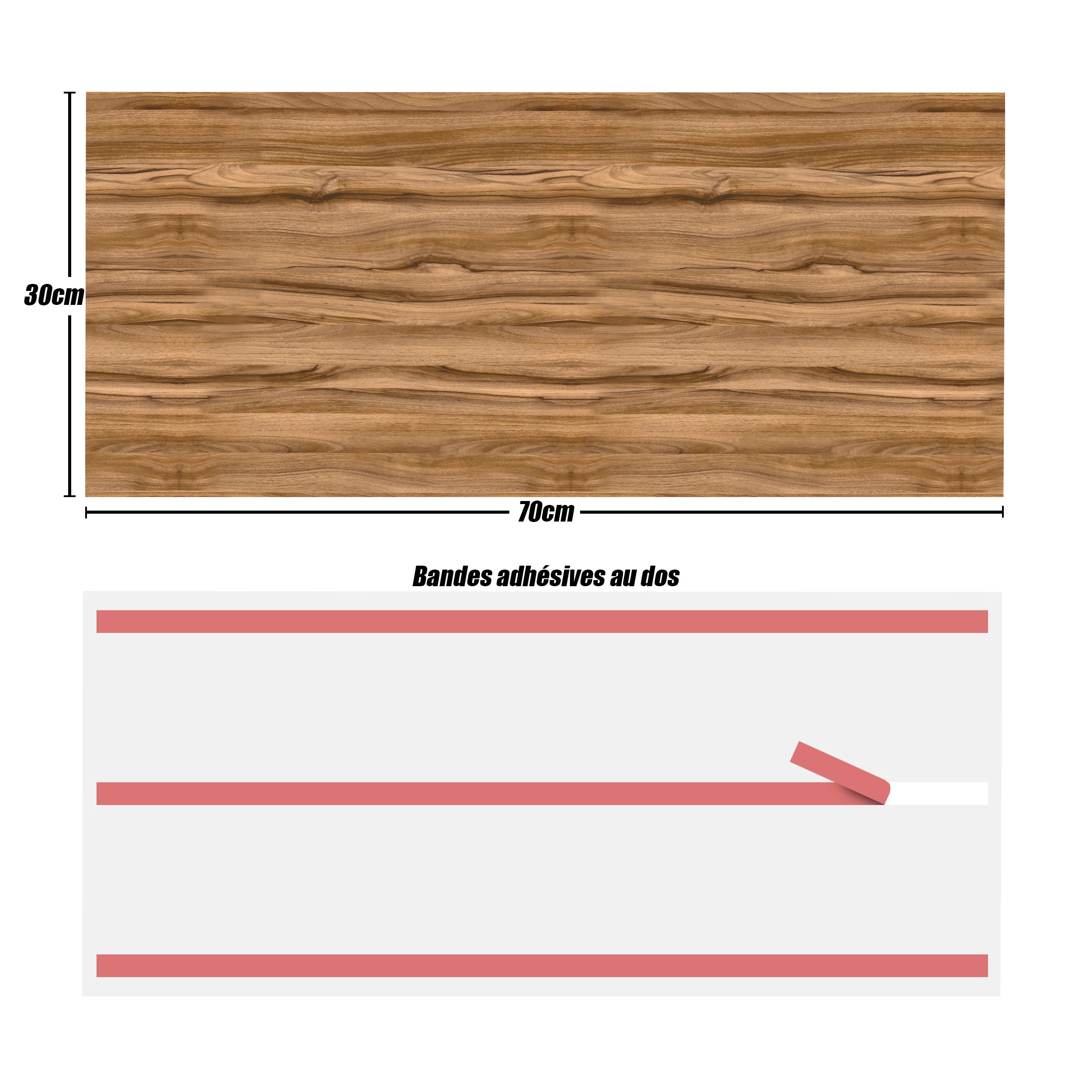 Crédences adhésive effet bois PVC 3mm 30x70cm - 5
