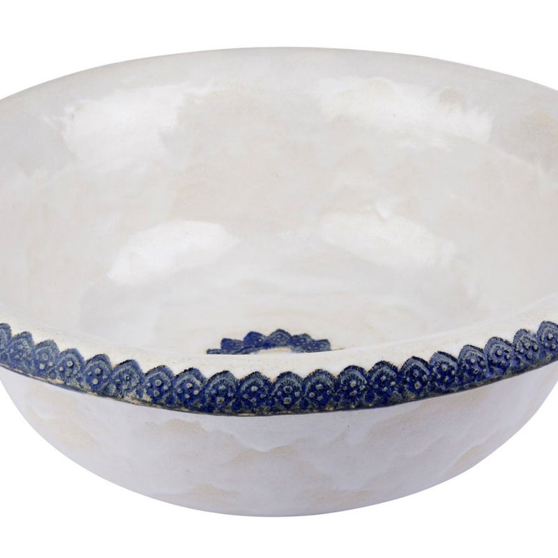 Ręcznie wykonana umywalka ceramiczna Marina – Okrągła, dekoracyjna umywalka nablatowa 40 x 14,5 cm | Ekskluzywna umywalka łazienkowa