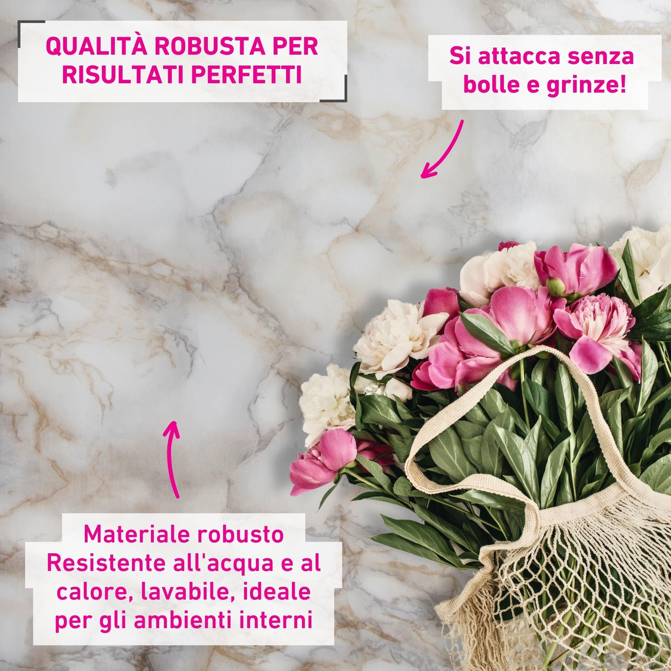 Venilia Pellicola Adesiva 53418-Pellicola Effetto, mobili, Carta da Parati, autoadesiva, Senza ftalati, 90 cm x 2,1 m, Colore, PVC, Marmo Bianco, 2 un - 2