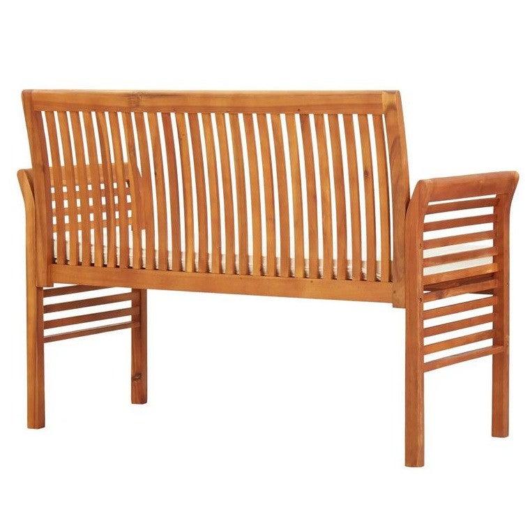Banc de jardin tissu blanc et acacia massif clair Tulak 150cm 2 - 3