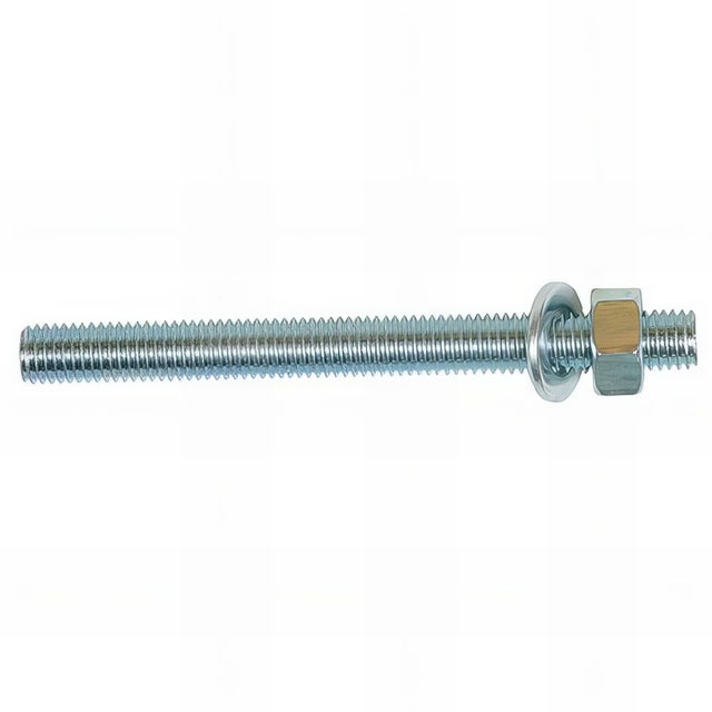 10 Tiges filetées pour scellement à la résine M10 x 110 mm avec écrou et rondelle - Zingué