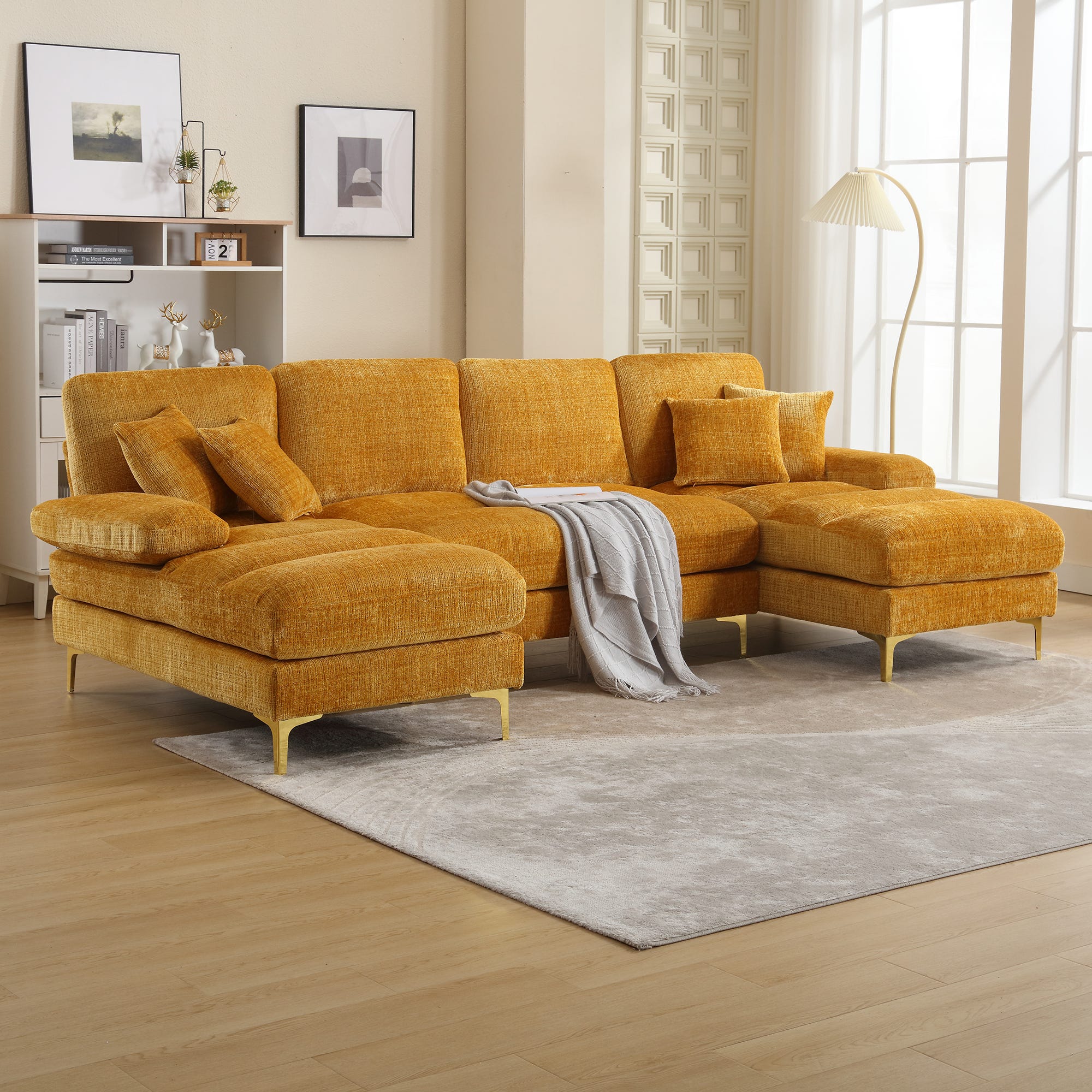 Canapé U en chenille - canapé modulable pour salon, chambre, bureau ...