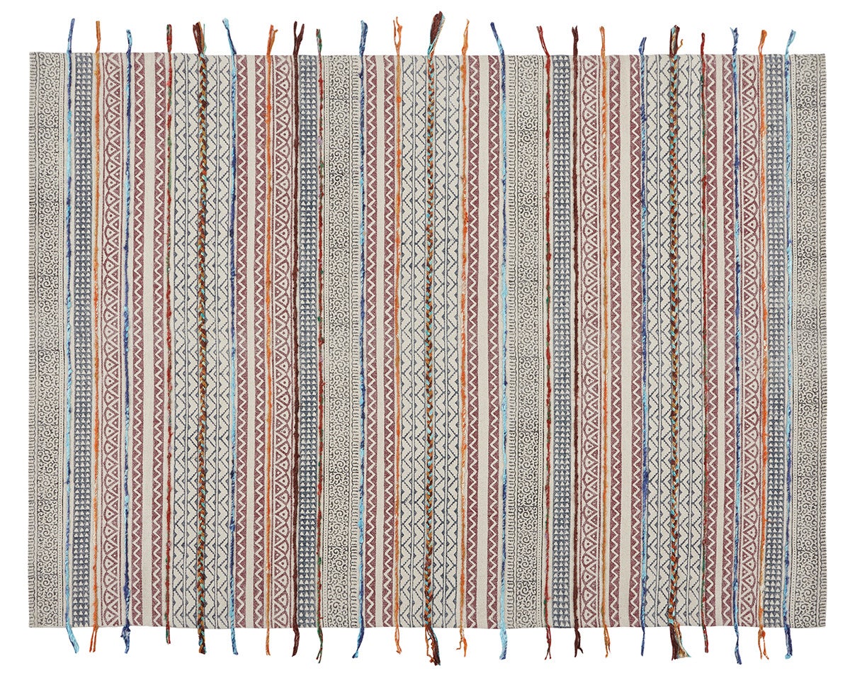 Dywan bawełniany Happy Mediterranean 140x200 cm – Ręcznie drukowany, wielokolorowy, 100% ekologiczny