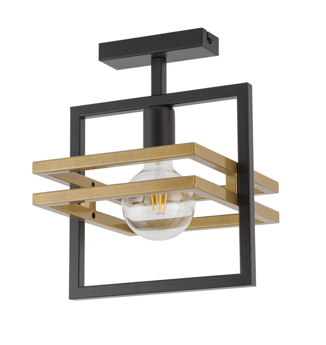 Lampa sufitowa wisząca Merci czarno-złota 1xE27x15W dekoracyjna wym: 34 x 26 x 26 cm metal SIGMA